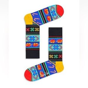 HAPPY SOCKS NEW Womens Holiday Crew Socks Multicolor 1 Pair